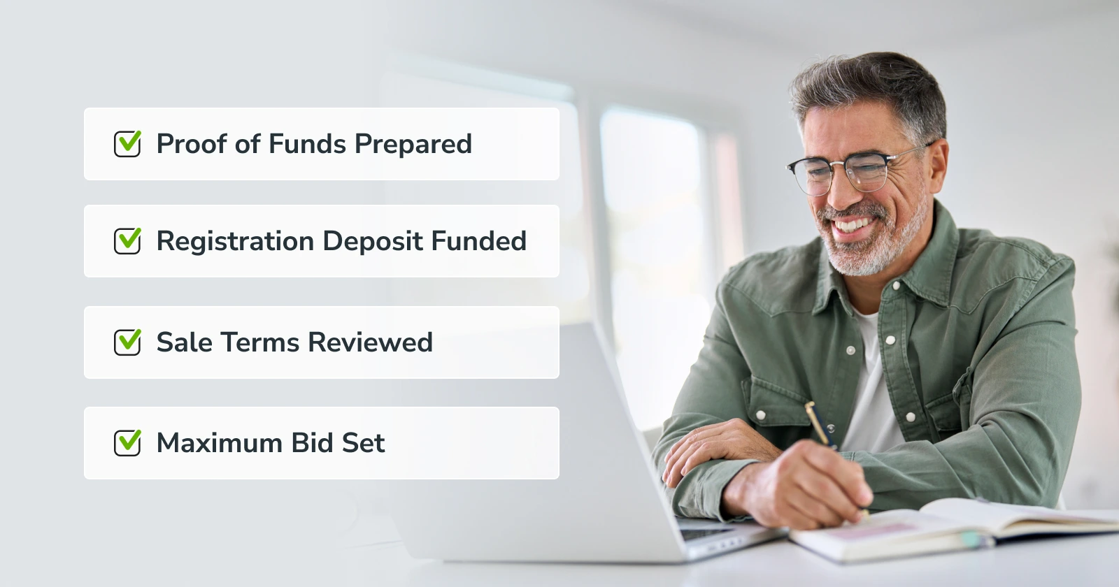 Pre-auction readiness checklist for buying a bank-owned property.